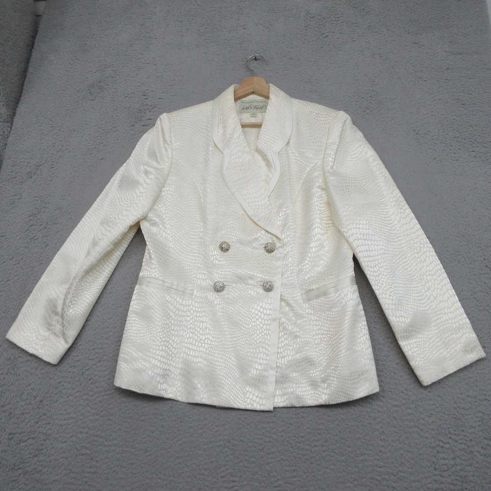 Lord &Taylor Jacquard Skirt Suit Women 14 Ivory Quiet Luxury Formal Classic Glam - Picture 3 of 16